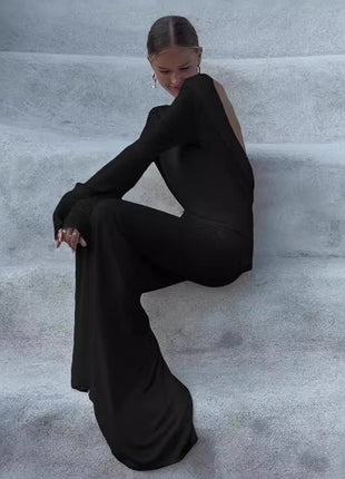 Fashion Slim Fit Backless Long Sleeve Dress