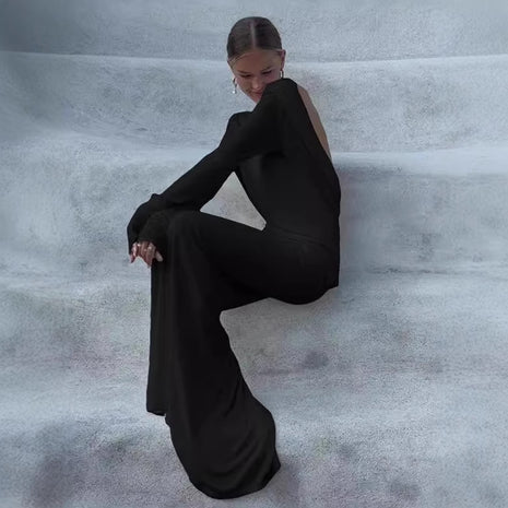 Fashion Slim Fit Backless Long Sleeve Dress