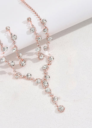 Artificial Crystal Necklace & Earrings Set