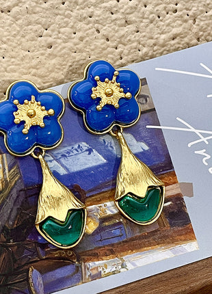 Cone Blue Crystal Earrings