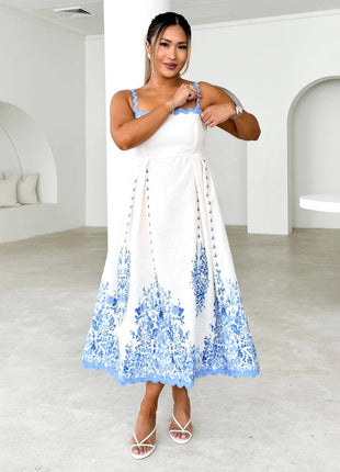 Wavy Sleeveless Backless Tied Strap Dress