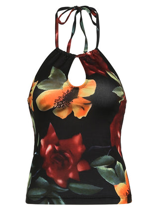 Slim Fit Halter Straps Vest Backless Hollow-out Top