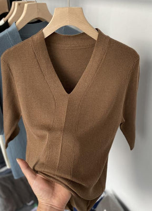 Ice Silk Slim Fit Slim Base Knitwear Short Sleeve