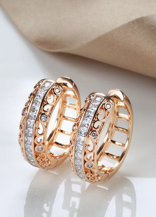 Natural Zircon Rose Gold Micro Rhinestone Earrings