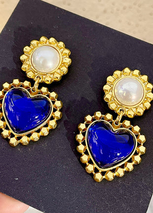 Heart Blue Crystal Earrings