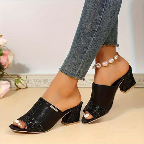 Chunky Sequined Heel