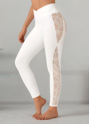 Slim Lace Stitching High Top Leggings