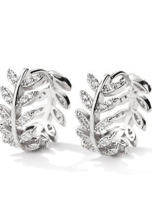 Korea Design Micro Inlaid Zircon Leaf-shaped Earrings
