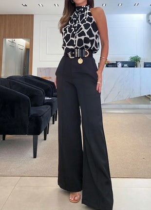 New Casual Halter Sleeveless Loose Pants Set