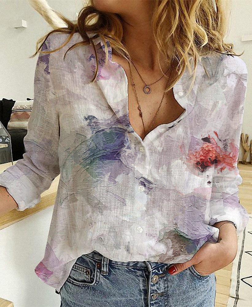 Fashionable Simple Printed Long-sleeved Shirt