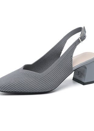 Breathable Square Toe Cap High Heel