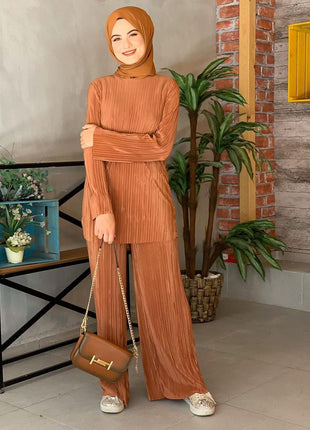 Ethnic Style Loose Casual Pleated Suit Set