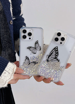 iPhone 13/14/15/16 Quicksand Butterfly Case