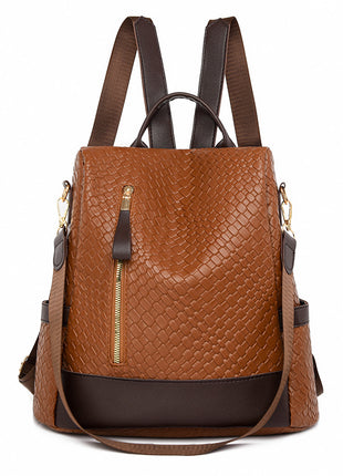Soft Leather Woven Backpack