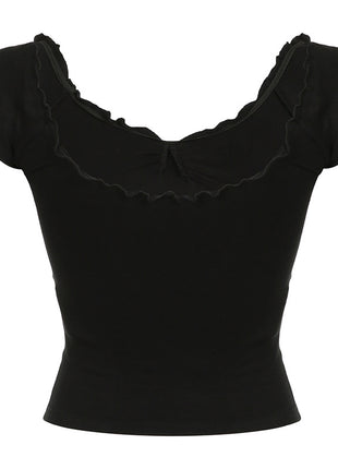 Lace Chest-shaped Waist-tight Exposed Back Short-sleeved Slimming Top