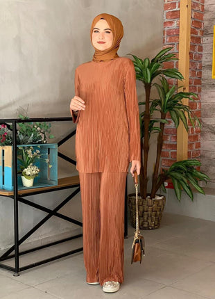 Ethnic Style Loose Casual Pleated Suit Set