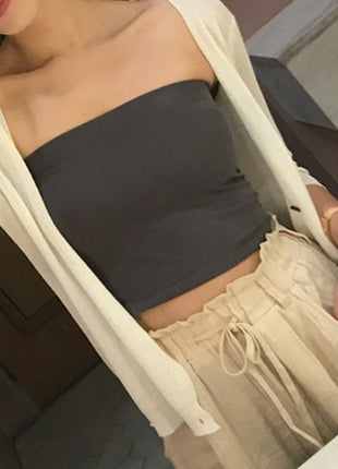 Slimming Strapless Anti-exposure Bottoming Tube Short Top