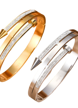 Stainless Steel Rhinestone Bangle