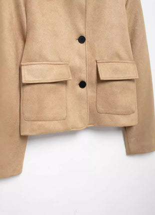 Simple Suede Leather Short Jacket
