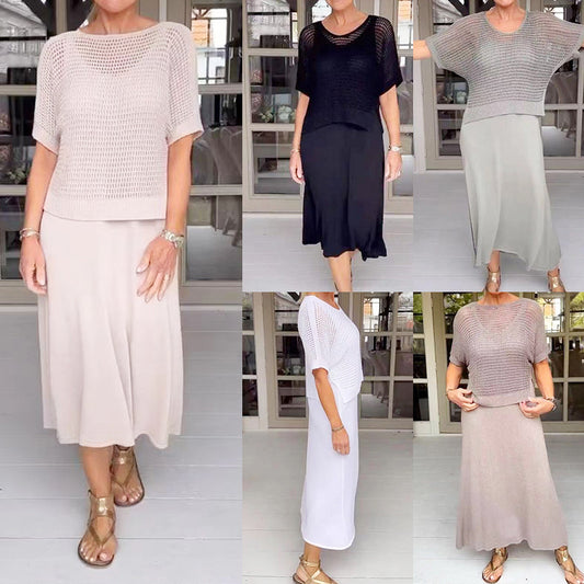 Ladies New Pure Knit Casual Solid Color Suit