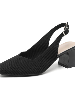 Breathable Square Toe Cap High Heel