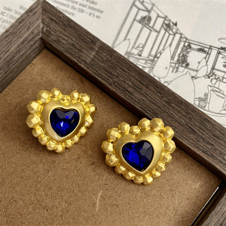 Heart Blue Crystal Earrings