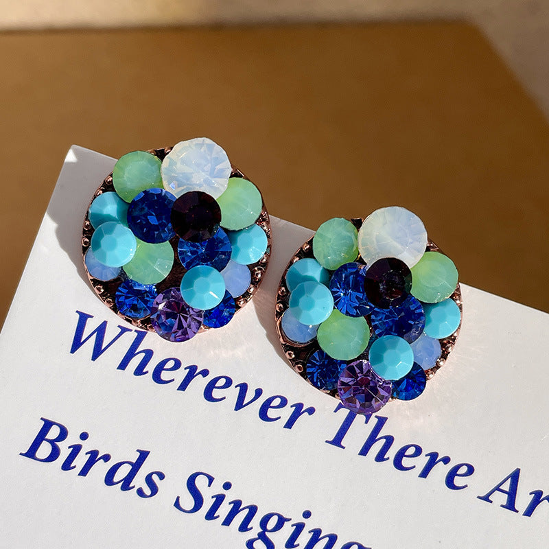 Layers Blue Crystal Earrings
