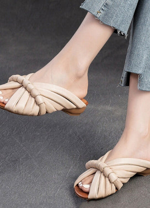 Genuine Leather Single Strap Slides Mule