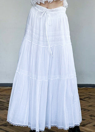 Gentle Lace Patchwork Slimming Long Skirt