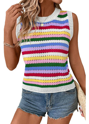 Japanese Dopamine Striped Round Neck Pullover