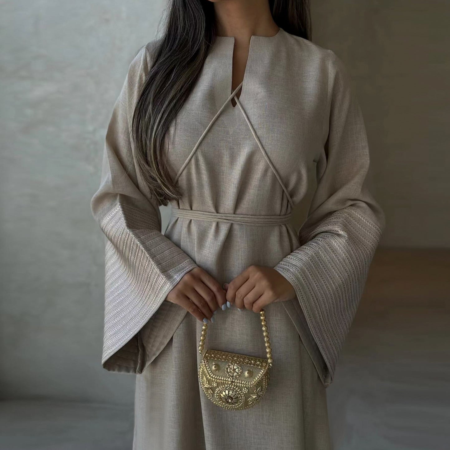 V-neck Embroidery Elegant Dress