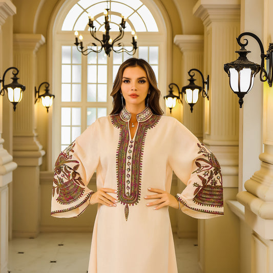 Embroidered Pinky Apricot Dress