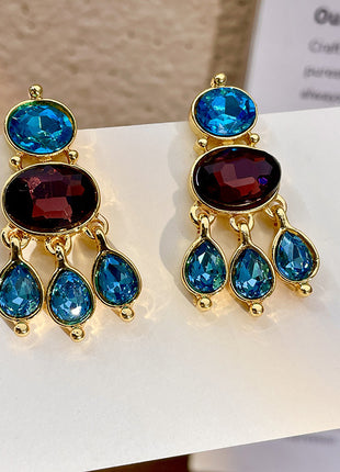 Vintage Red & Blue Crystal Earrings