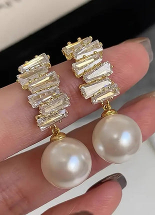 Zircon Pearl Vintage Earrings