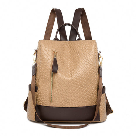 Soft Leather Woven Backpack