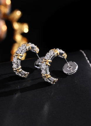 A925 Silver White Electroplated Noble Cold Luxury Earrings