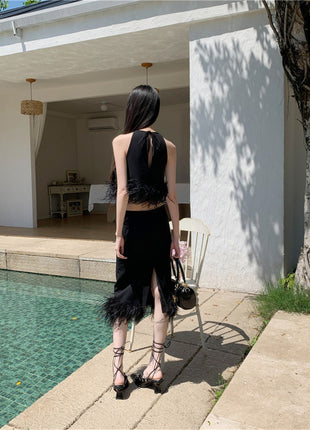 Halter Knitted Vest Top & Matching Skirt