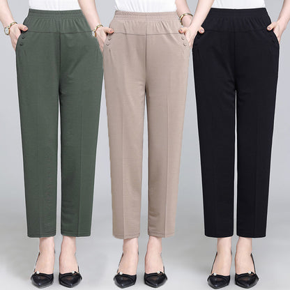 Ice Silk Thin Casual Straight-leg Cropped Pants