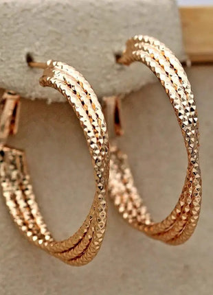 Simple Ethnic Style Geometric Metal Hoop Earrings
