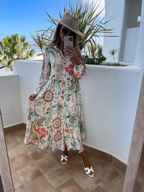 Special V-neck Mid Waist Dress