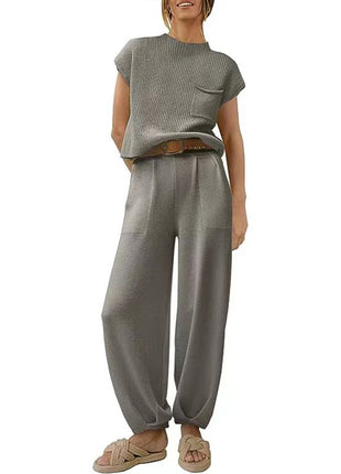 Solid Color New Pocket Design Ankle-tied Two-piece Set