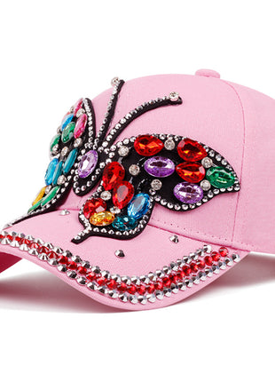 Butterfly Diamond Denim Peaked Cap