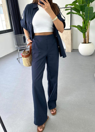 Casual Drawstring Top Trousers and Pants Two-piece Suit