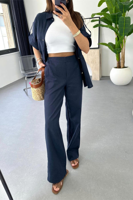 Casual Drawstring Top Trousers and Pants Two-piece Suit