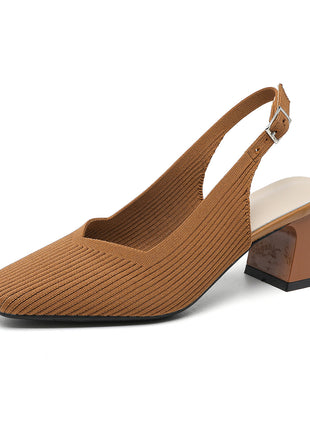 Breathable Square Toe Cap High Heel