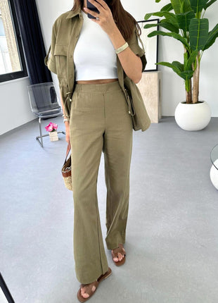 Casual Drawstring Top Trousers and Pants Two-piece Suit