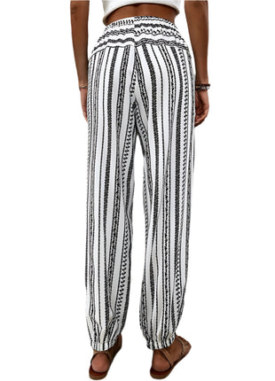 Striped Floral Print Trousers