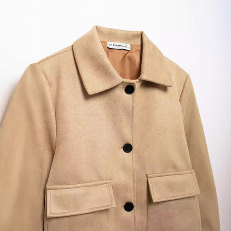 Simple Suede Leather Short Jacket