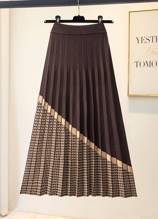 Wool High Waist Thickened Mid-length A- Line Skirt