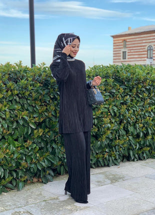 Ethnic Style Loose Casual Pleated Suit Set